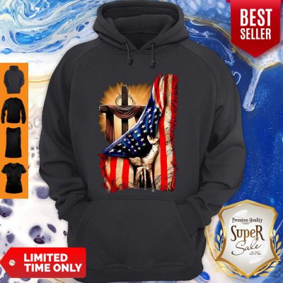 Pretty American Flag Cross Hoodie