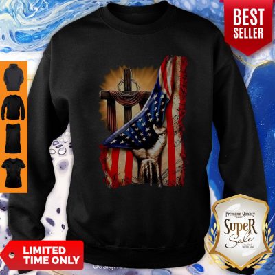 Pretty American Flag Cross Sweatshirt