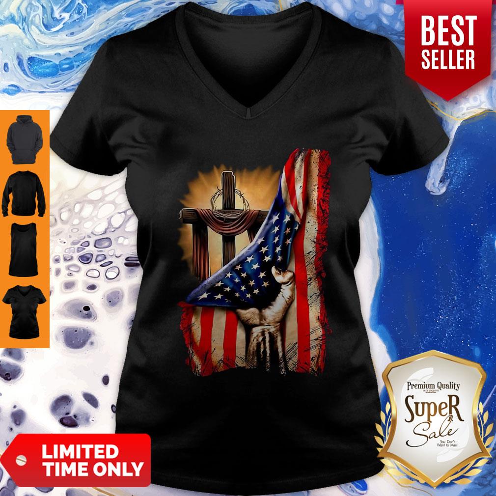 Pretty American Flag Cross V-neck Pretty American Flag Cross V-neck