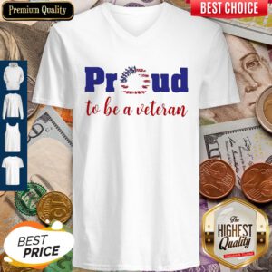 Proud To Be A Veteran American Flag Independence Day Sunflower V-neck