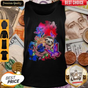Sloth American Flag Veteran Independence Day Butterfly Tank Top