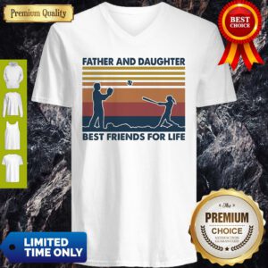 Softball Father And Daughter Best Friends For Life Vintage V-neck