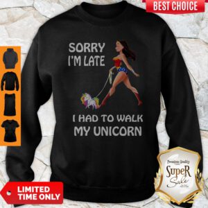 Wonder Woman Sorry I'm Late I Had To Walk My Unicorn Sweatshirt