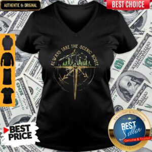 Top Bigfoot Always Take The Scenic Route V-neck