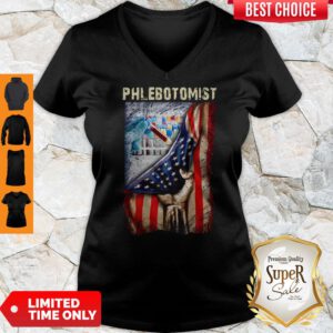 Premium American Flag Proud Phlebotomist Corona V-neck