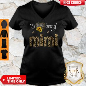 Premium I Love Being Mimi Leopard Sunflower V-neck