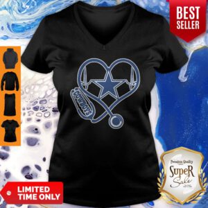Nice Heartbeat Nurse Love Dallas Cowboy V-neck