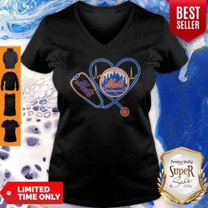Nice New York Mets Nurse Heart V-neck