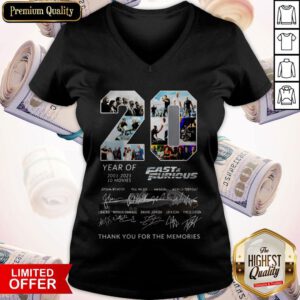 20 Year Of Fast And Furious 2001-2021 10 Movies Thank You For The Memories Signatures V-neck