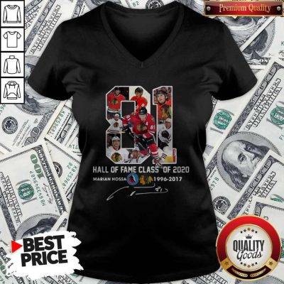 81 Hall Of Fame Class Of 2020 Marian Hossa Washington Redskins 1996 2017 Signature V-neck