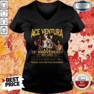 ACE Ventura 26th Anniversary 1994 2020 Thank You For The Memories Signatures V-neck