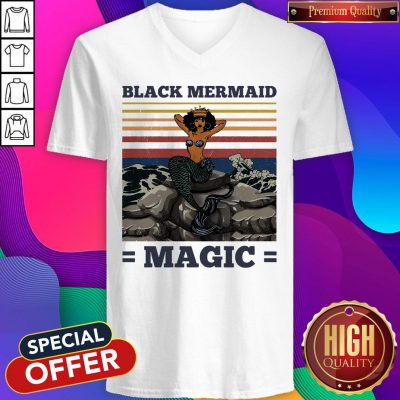 Awesome Black Mermaid Magic Vintage V-neck