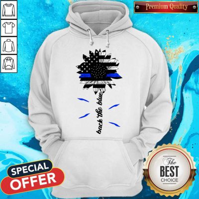 Black The Blue Sunflower Support Police American Flag Hoodie