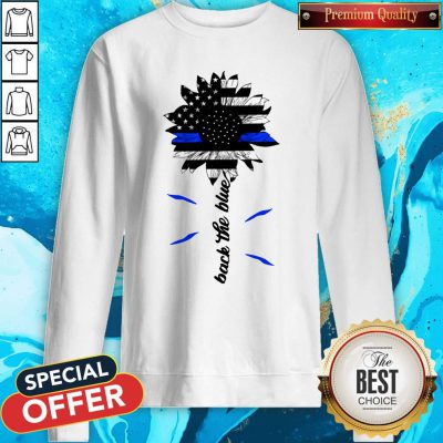 Black The Blue Sunflower Support Police American Flag Sweatshirt