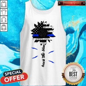 Black The Blue Sunflower Support Police American Flag Tank Top
