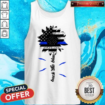 Black The Blue Sunflower Support Police American Flag Tank Top
