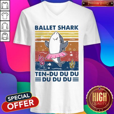 Cute Ballet Shark Ten Du Du Du Du Du Du Vintage V-neck