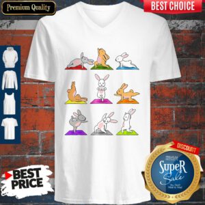 Cute Bunnies Yoga Funny V-neck