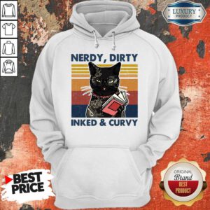 Cute Cat Tattoo Nerdy Dirty Inked And Curvy Vintage Hoodie