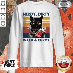 Cute Cat Tattoo Nerdy Dirty Inked And Curvy Vintage Sweatshirt
