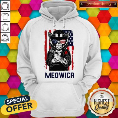 Cute Meowica 14th of July Independence Day Flag Hoodie