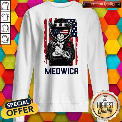 Cute Meowica 14th of July Independence Day Flag Sweatshirt