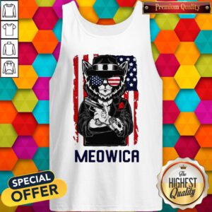 Cute Meowica 14th of July Independence Day Flag Tank Top
