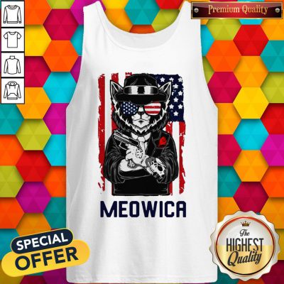 Cute Meowica 14th of July Independence Day Flag Tank Top
