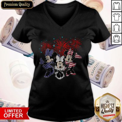 Cute Mickey Mouse Happy The 4th Of July Merica V-neck