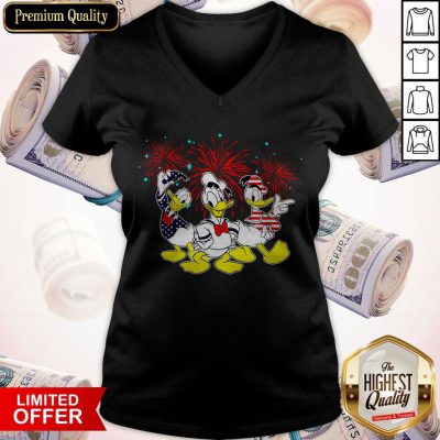 Donald Duck Happy The 4th Of July Merica American Flag Independence Day V-neck