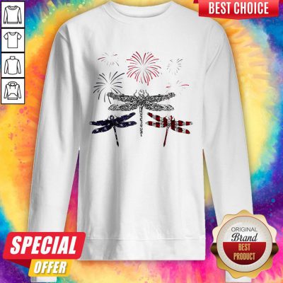 Dragonfly Firework American Flag Independence Day Sweatshirt