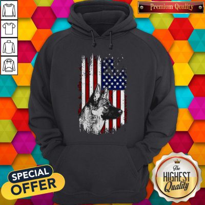Funny German Shepherd American Flag 4th Of July Hoodie