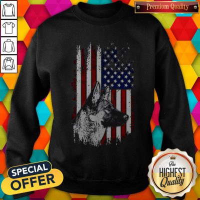 Funny German Shepherd American Flag 4th Of July Sweatshirt