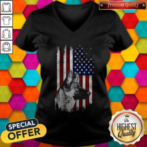Funny German Shepherd American Flag 4th Of July V-neck