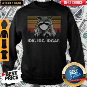 Funny Raccoon Face Mask IDK IDC IDGAF Vintage Sweatshirt