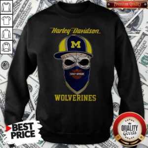 Funny Skull Harley Davidson Wolverines Hat Sweatshirt