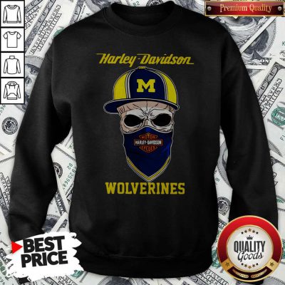 Funny Skull Harley Davidson Wolverines Hat Sweatshirt