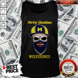 Funny Skull Harley Davidson Wolverines Hat Tank Top