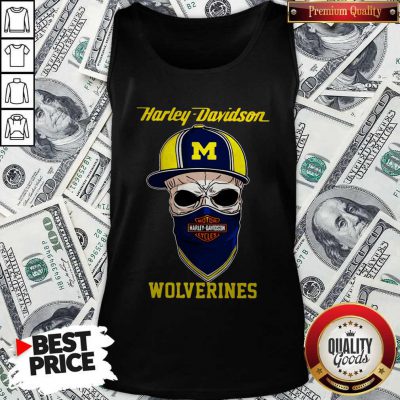 Funny Skull Harley Davidson Wolverines Hat Tank Top