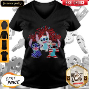Funny Stitch Disney Happy The 4th Of July America V-neck