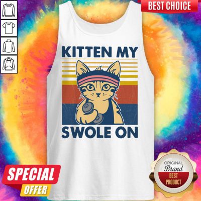 Funny Strong Cat Kitten My Swole On Vintage Tank Top