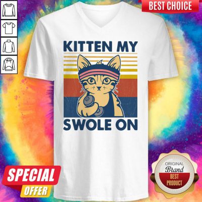 Funny Strong Cat Kitten My Swole On Vintage V-neck