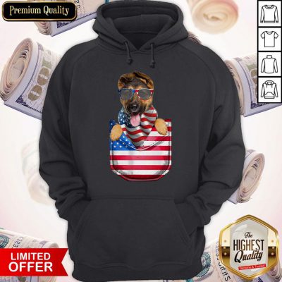 German Shepherd Pocket American Flag Independence Day Hoodie
