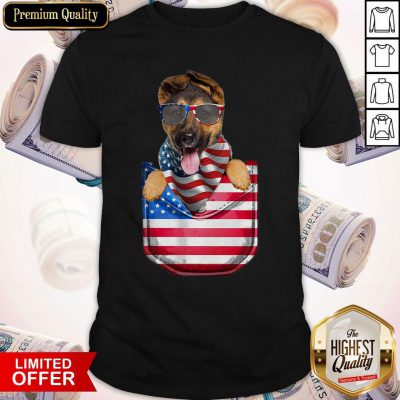 German Shepherd Pocket American Flag Independence Day Shirt
