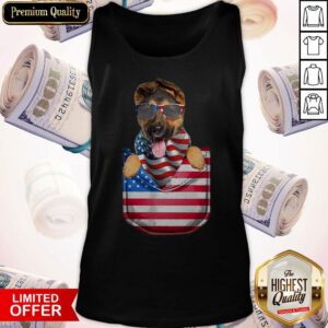 German Shepherd Pocket American Flag Independence Day Tank Top