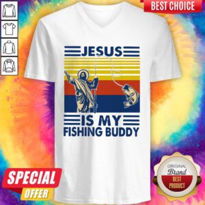 Good Jesus Is My Fishing Buddy Vintage V-neck