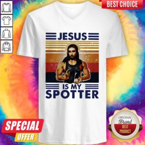 Nice Jesus Is My Spotter Vintage V-neck