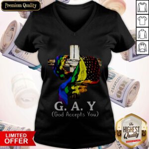 Nice LGBT Cross Jesus Gay God Accepts You V-neck