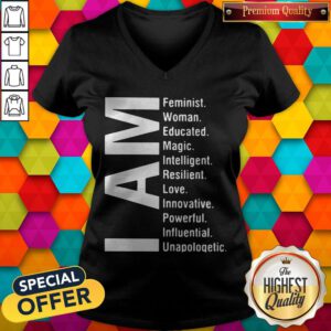 Official I Am Feminist Woman Educated Magic Intelligent V-neck