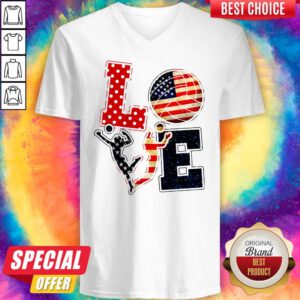 Official Love Volleyball American Flag V-neck